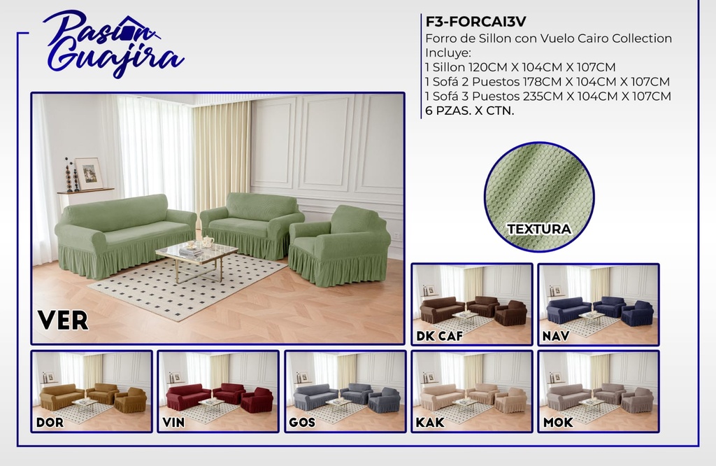 Juego de forro liso para sillón Cairo