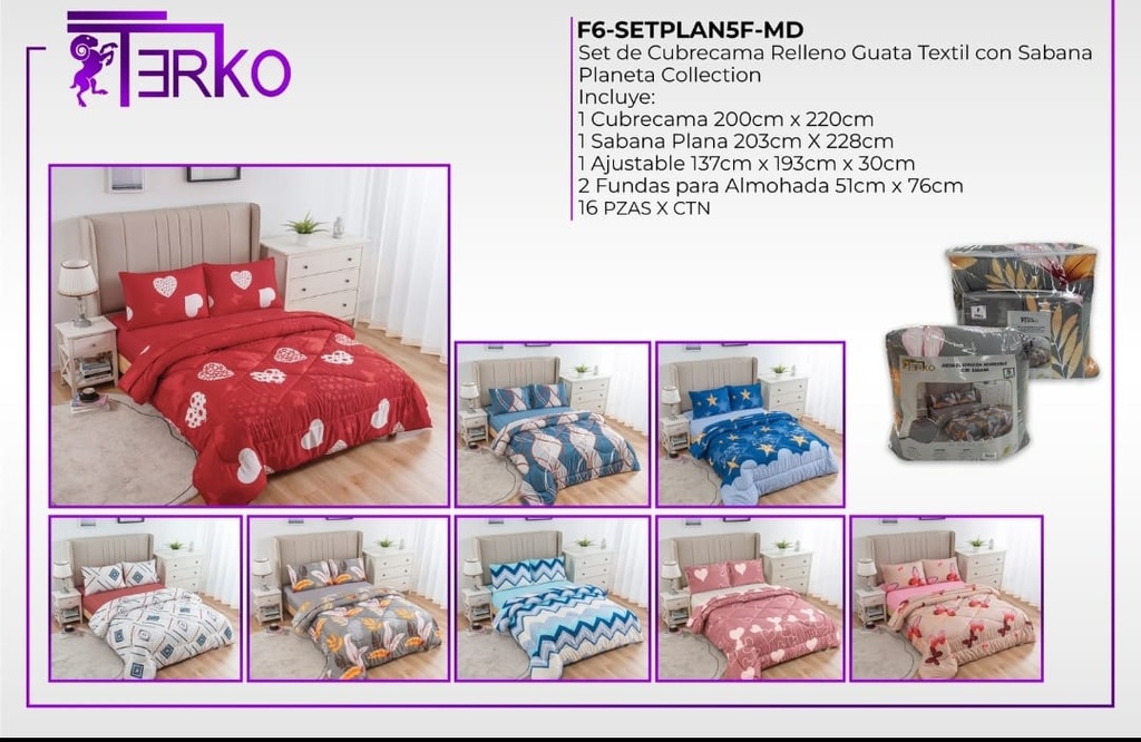 Juego de sábana con cubrecama Planeta MD