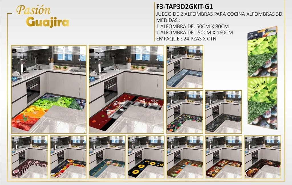 Juego de alfombras 3D para cocina F3-2pz