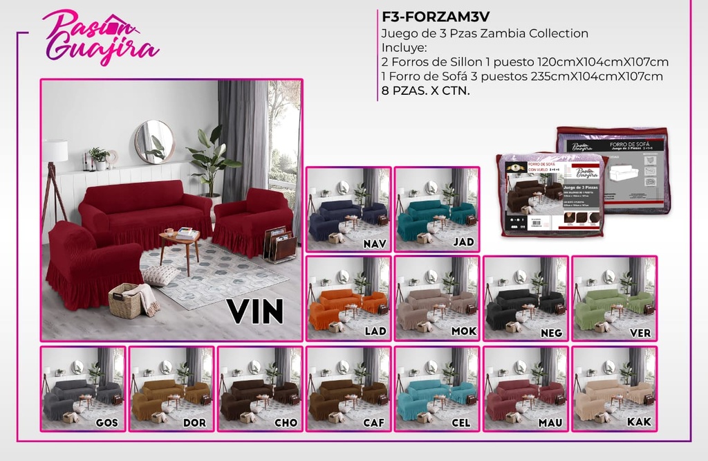Juego de forro liso para sillón Zambia