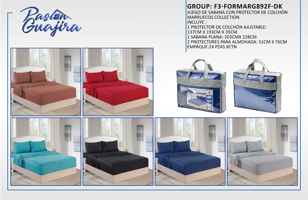 Juego de protector de colchón con sábana Marruecos