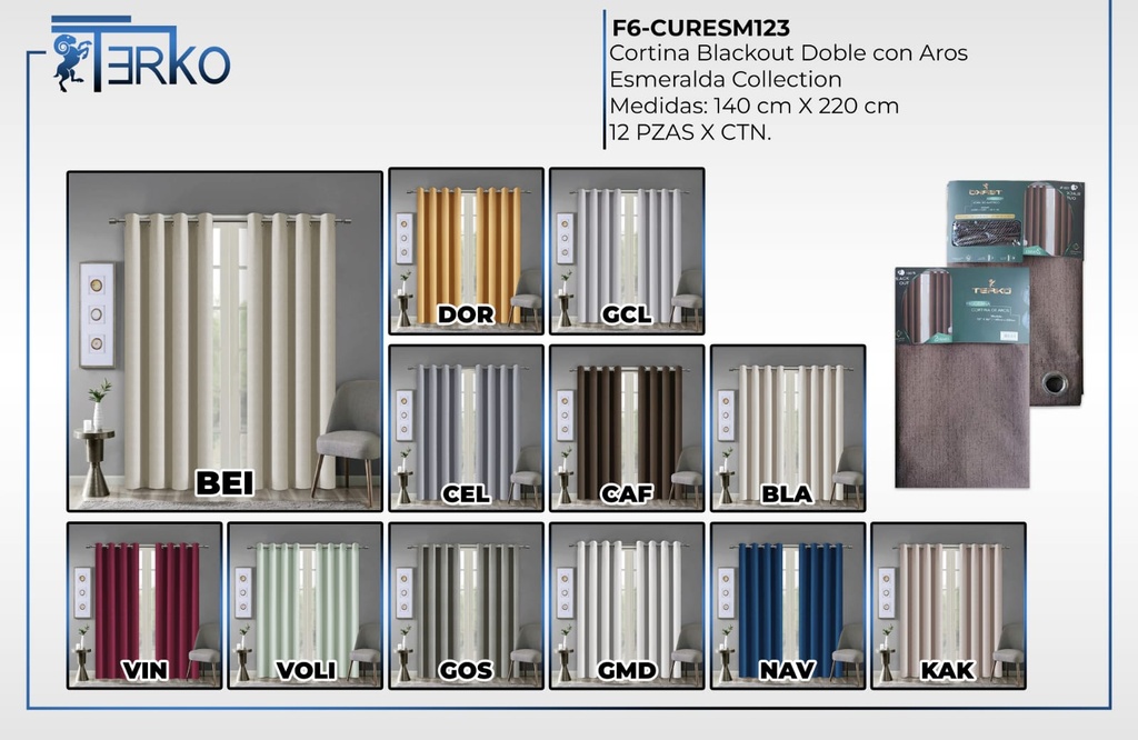 Cortinas blackout con aros Esmeralda