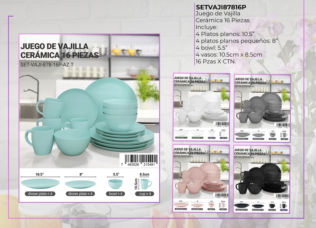 Juego de vajilla de cerámica 878