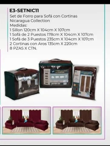 Juego de cortinas con forro liso para sillón Nicaragua