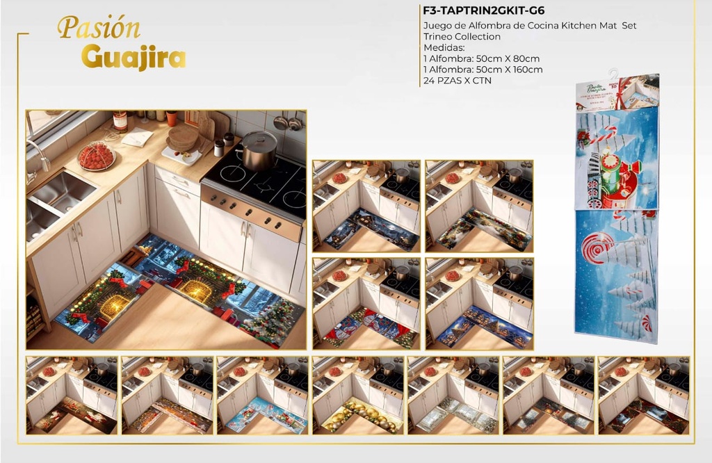 Juego de alfombras 3D para cocina Trineo