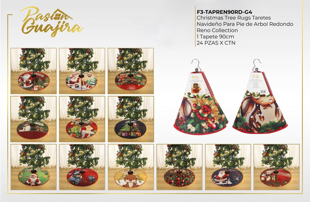 Alfombra 3D para árbol de Navidad Reno