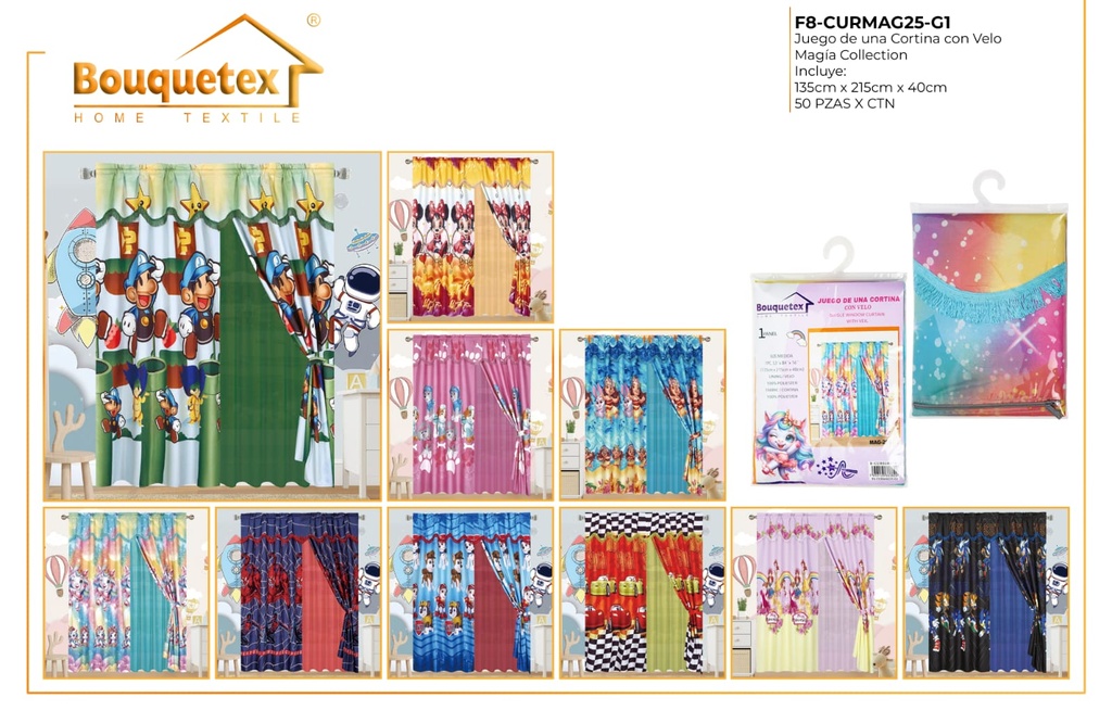 Cortina infantil con cenefa y velo Magia