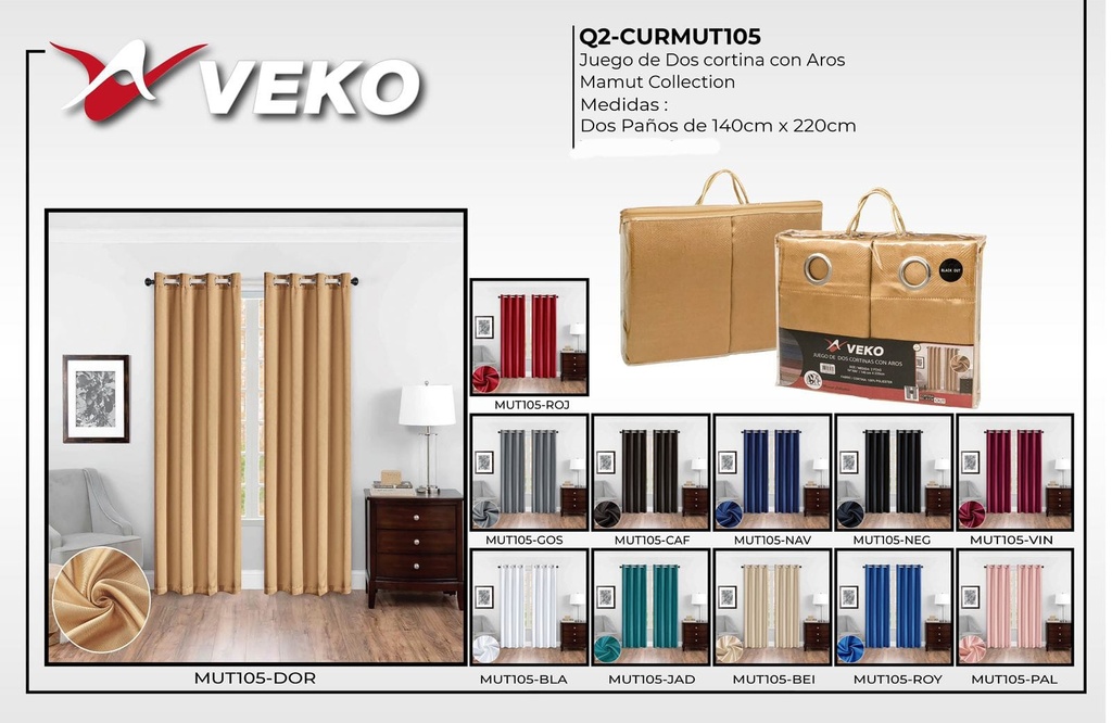 Cortinas blackout con aros Mamut