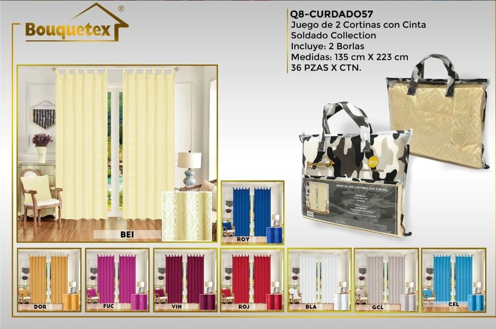 Cortinas con cinta Soldado