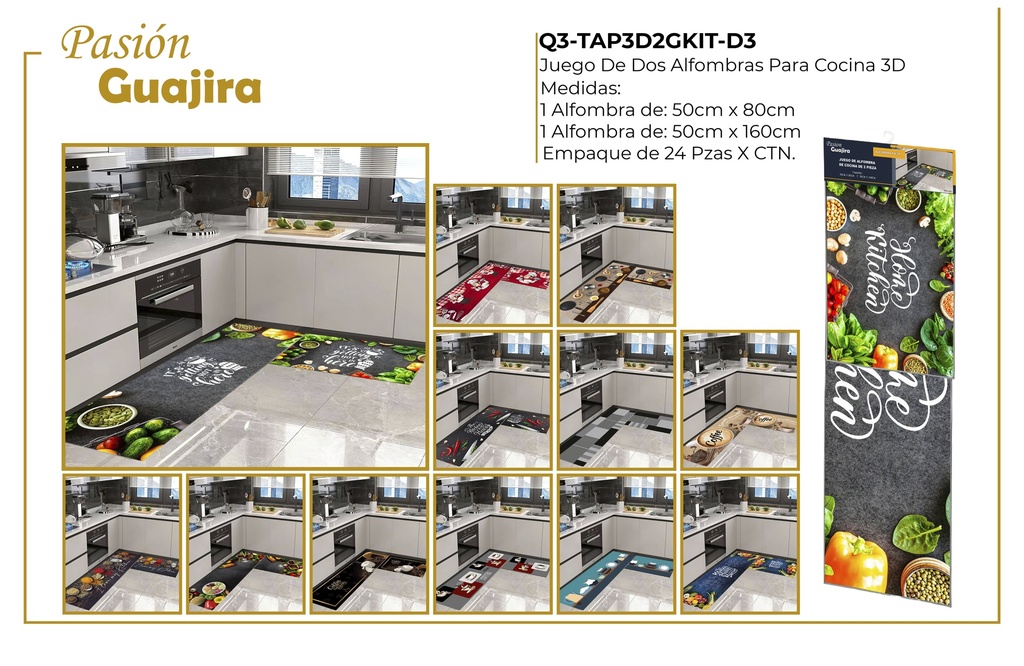 Juego de alfombras 3D para cocina Q3