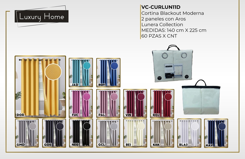 Cortinas blackout con aros Lunera