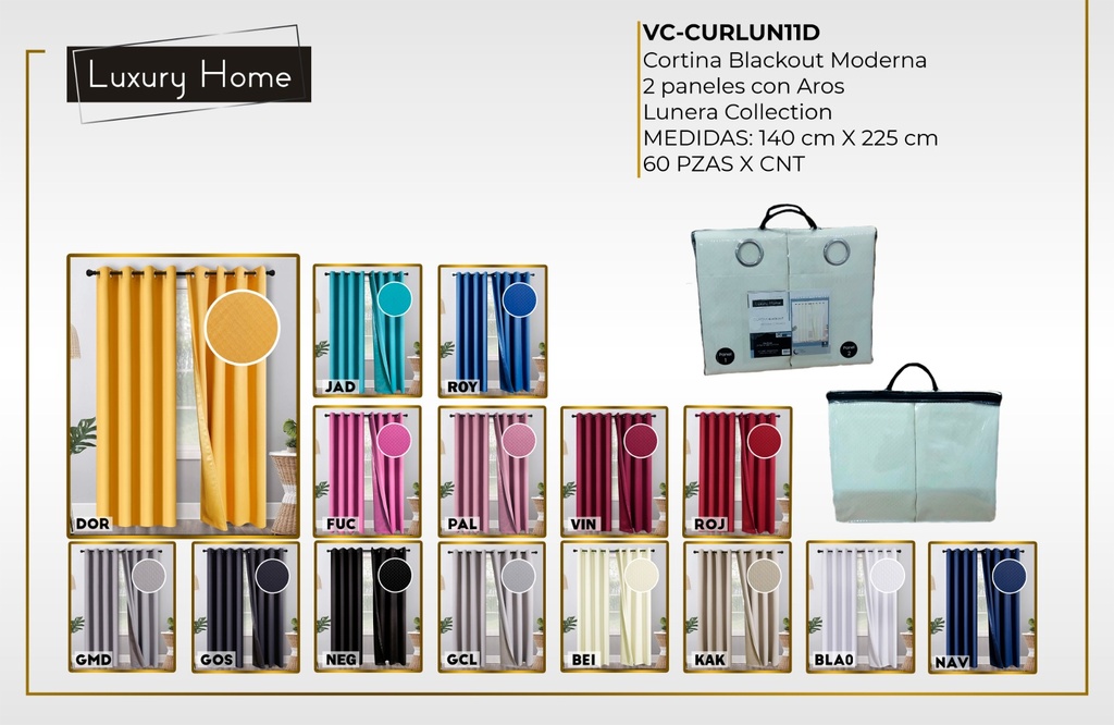 Cortinas blackout con aros Lunera