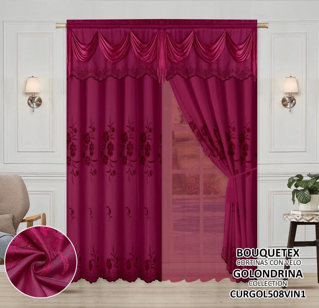 Cortinas doble con velo Golondrina