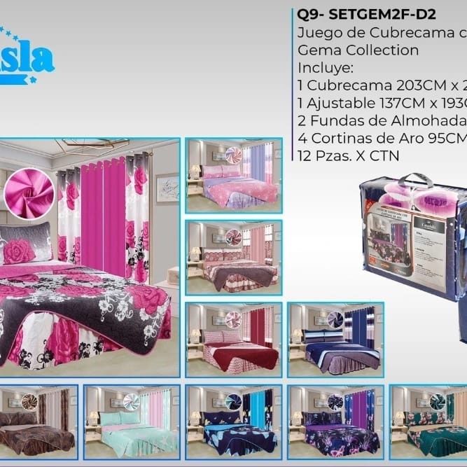 Juego de cubrecama con cortina Gema