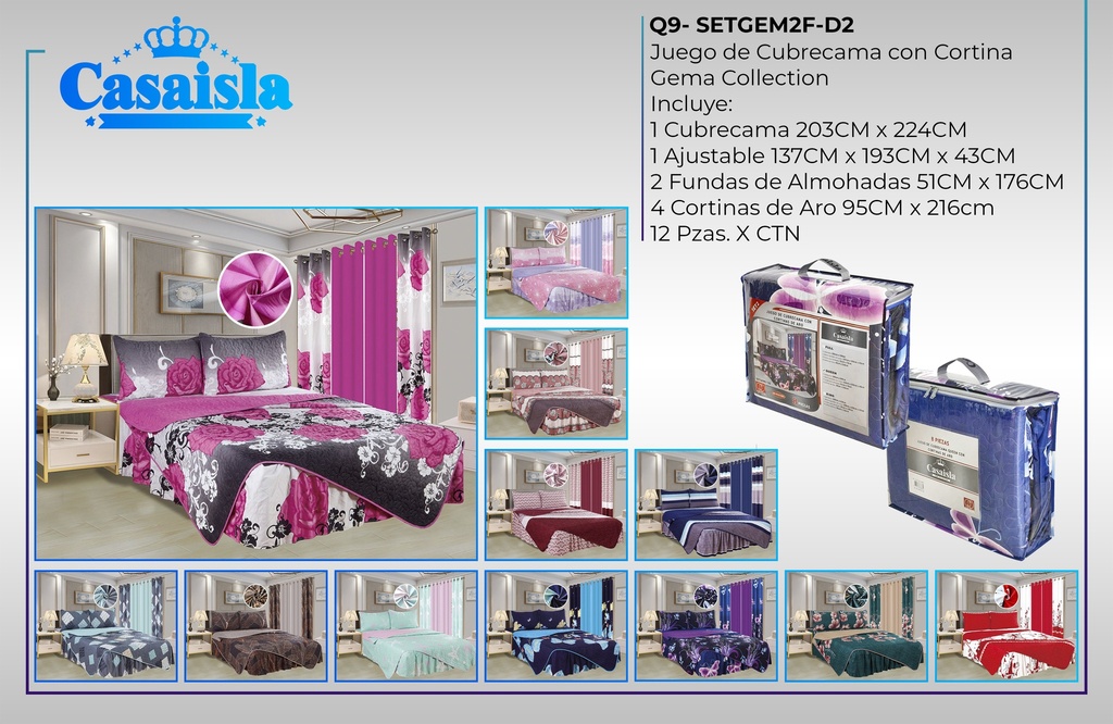 Juego de cubrecama con cortina Gema