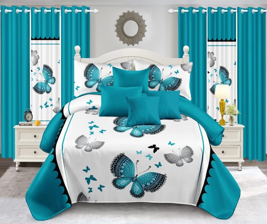 Juego de cubrecama con cojín y cortina CC