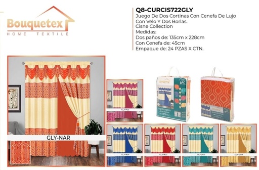 Cortinas doble con cenefa y velo Cisne 722