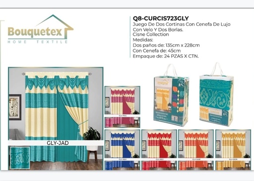 Cortinas doble con cenefa y velo Cisne 723