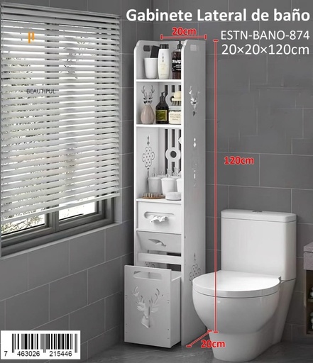[ESTN-BANO-874-BLA] Gabinete lateral de baño 874