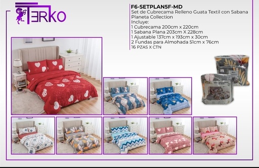Juego de sábana con cubrecama Planeta MD