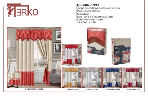 Cortinas doble blackout con cenefa Pinguino