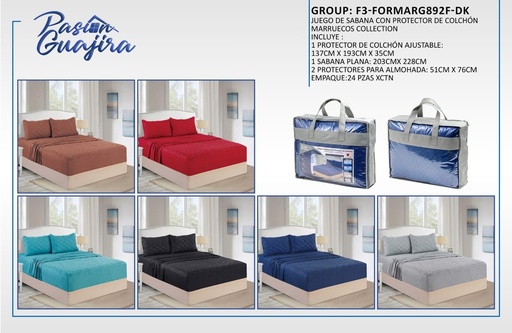 Juego de protector de colchón con sábana Marruecos