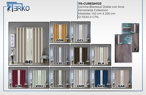 Cortinas blackout con aros Esmeralda