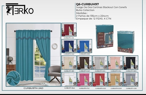 Cortinas doble con cenefa Buho