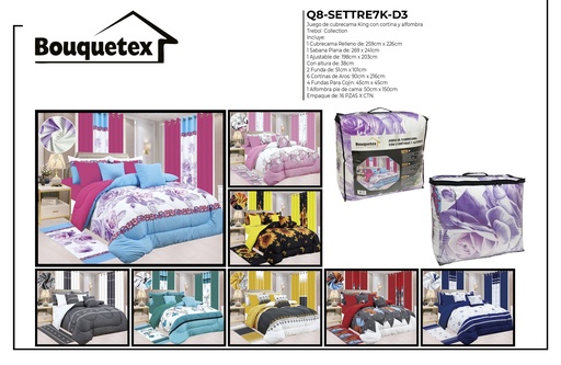 Juego de cubrecama con cortina y alfombra Trébol