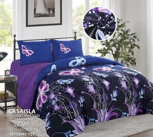 Juego de sábana con cubrecama Gema