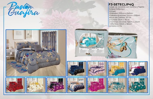 Juego de edredón con cortina y alfombra Eclipse