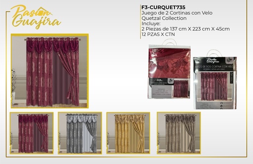 Cortinas con cenefa y velo Quetzal 735