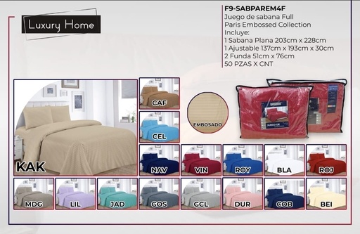 Sábana embozada Paris