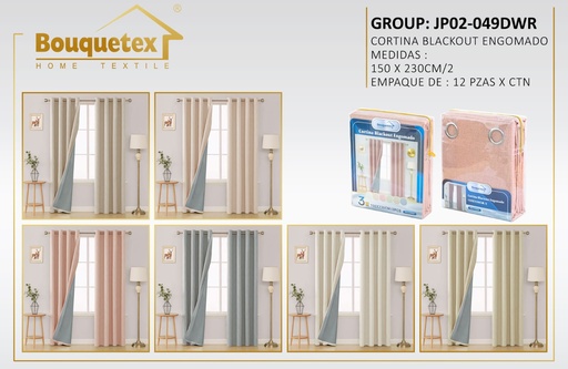 [JP02-047DWR-BEI] Cortinas blackout engomado