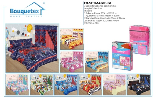 Juego de sábana con cortina Magia