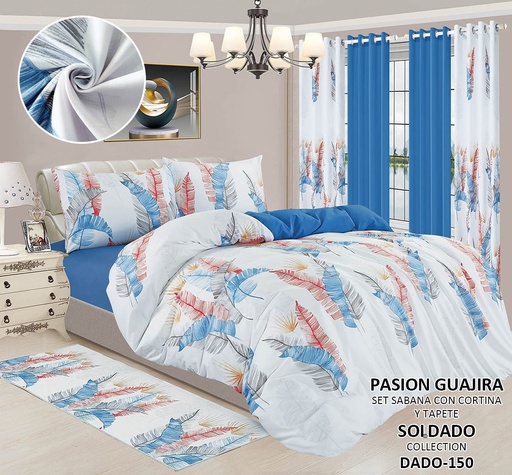 Juego de sábana con cortina y alfombra Soldado