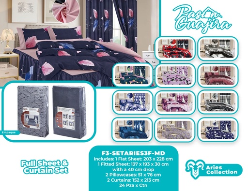 Juego de sábana con vuelo y cortina Aries MD