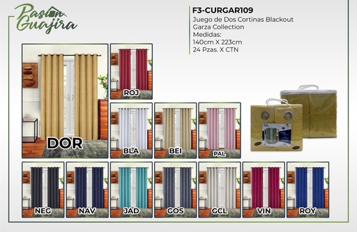 Cortinas blackout con aros Garza