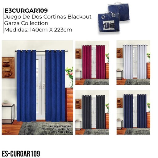 Cortinas blackout con aros Garza
