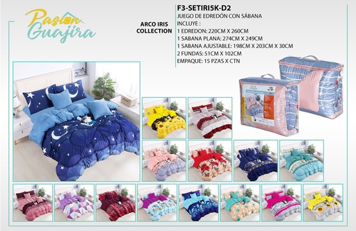 Juego de sábana con edredón Arco Iris