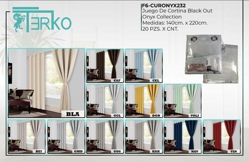 [F6-CURONYX232-BEI] Cortinas blackout con aros Onyx