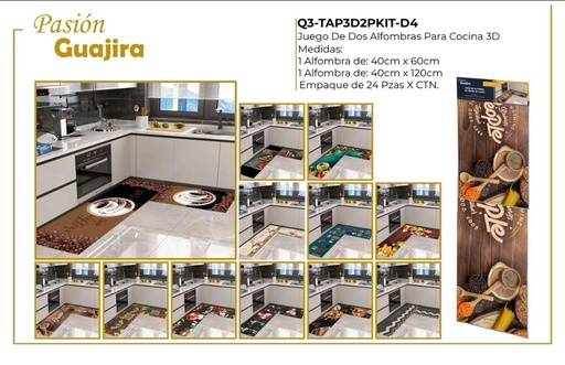 Juego de alfombras 3D para cocina Q3