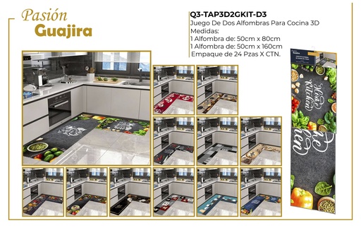 Juego de alfombras 3D para cocina Q3