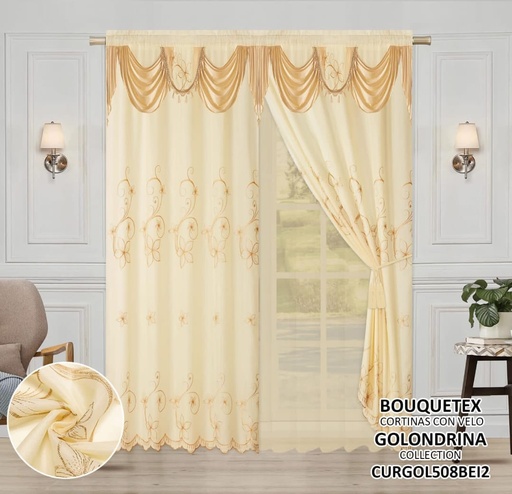 Cortinas doble con velo Golondrina
