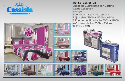 Juego de cubrecama con cortina Gema