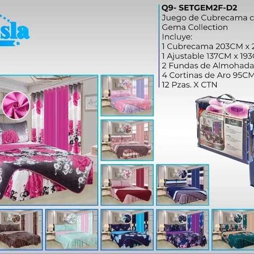 Juego de cubrecama con cortina Gema