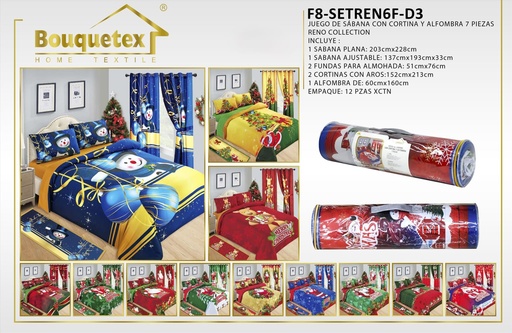 [F8-SETREN6F-D3-141] Juego de sábana con cortina y alfombra Reno